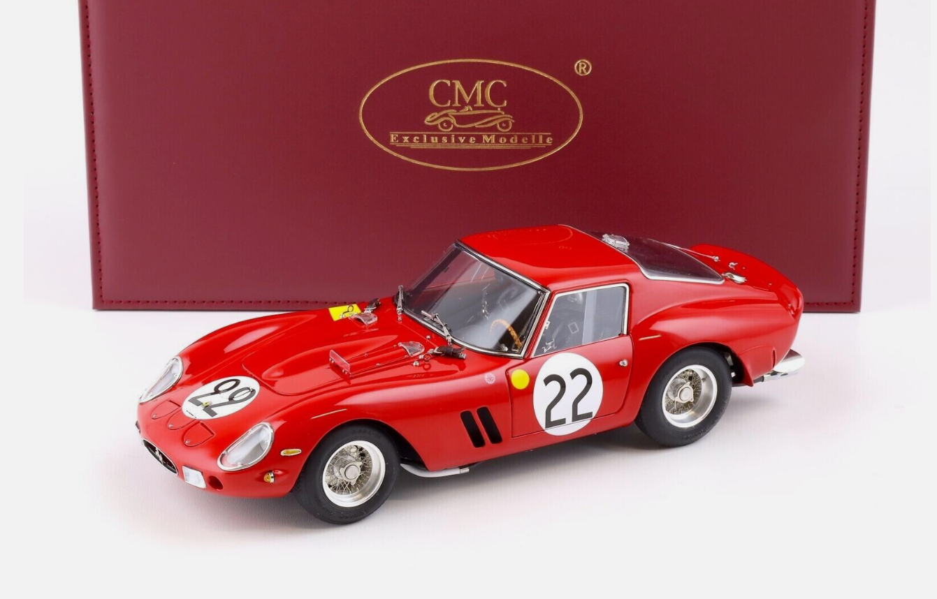 CMC M253 Scala 1/18 | FERRARI 250 GTO 3.0L V12 TEAM EQUIPE NATIONALE BELGE N 22 3rd 24h LE MANS 1962 L.DERNIER - ''BEURLYS'' J.BLATON RED