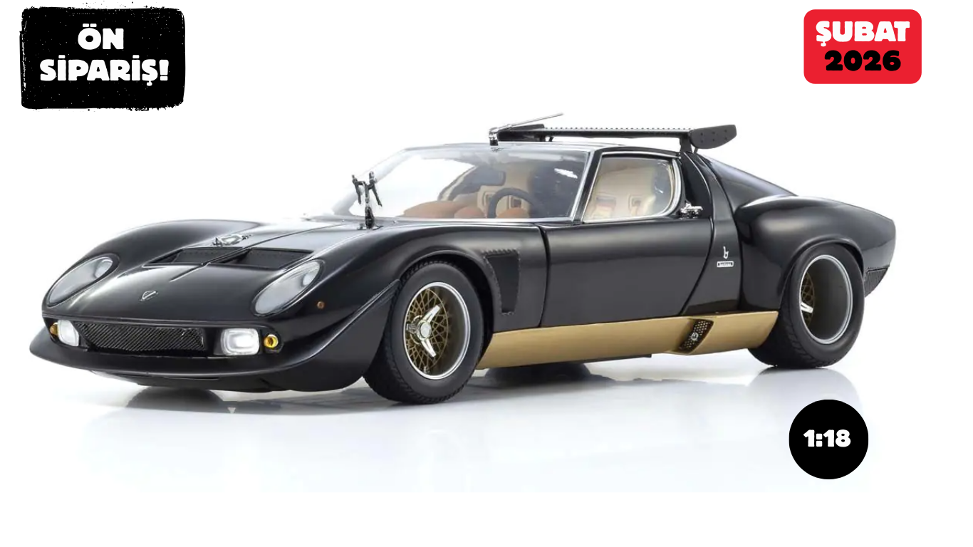 Ön Sipariş - 1/18 Kyosho Lamborghini Miura SVR (Black/Gold) - KYO8319BG