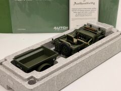 1/18 AUTOART Jeep Willys Army Green with Trailer - 74016