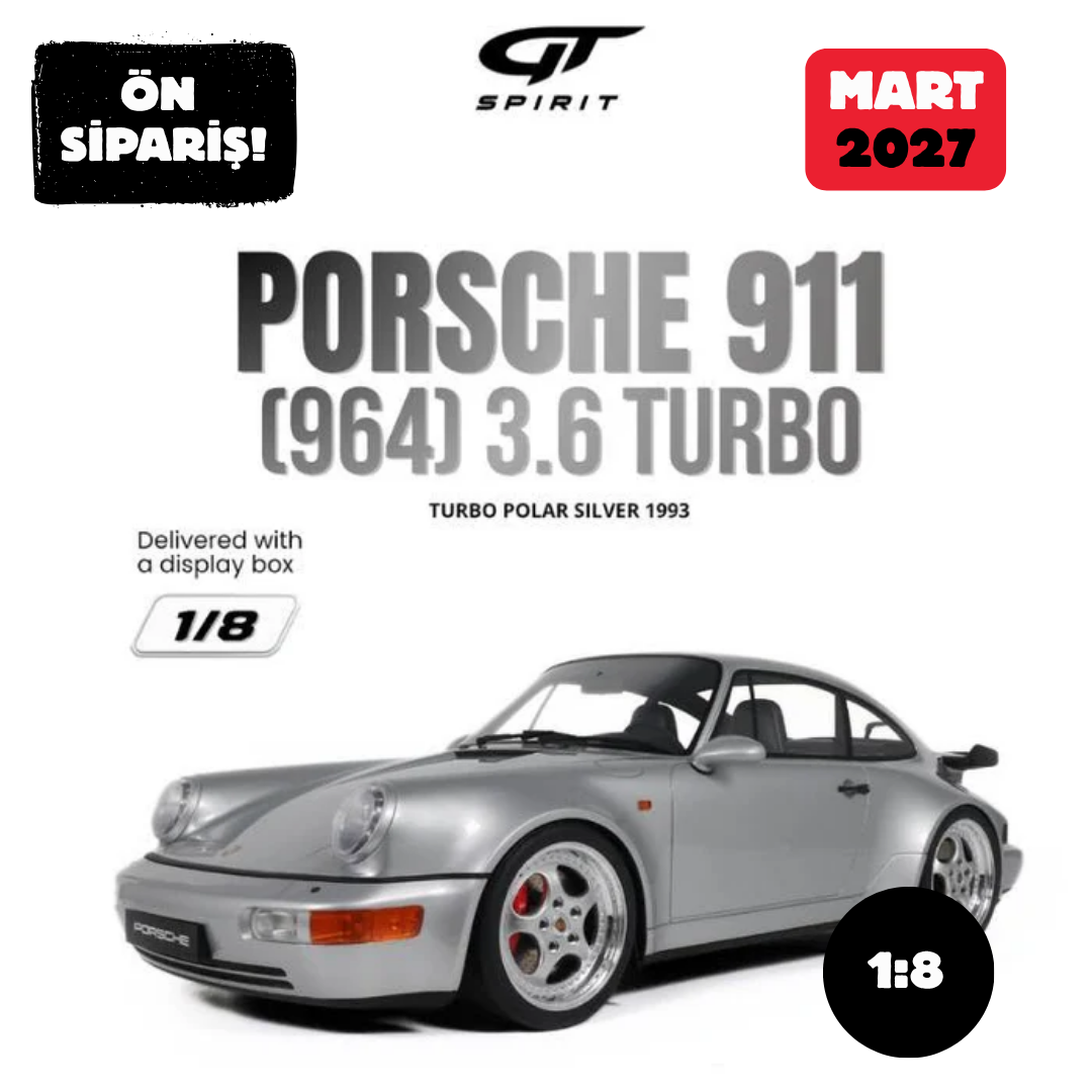 Ön Sipariş - 1/8 GT Spirit PORSCHE 911 (964) 3.6 Turbo, Polar Silver - GTS80013