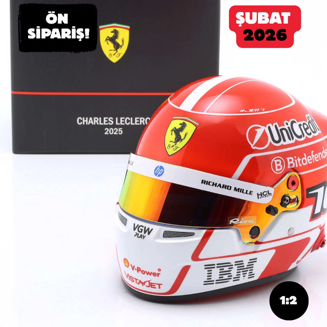 Ön Sipariş - 1/2 MINI HELMET - BELL HELMET - CASCO HELMET F1 CHARLES LECLERC TEAM FERRARI HP N 16 SEASON 2025 - 4100413