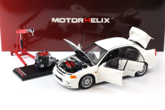 1/18 Motorhelix Mitsubishi Lancer EVO 4 IV Scotia white 1999 with engine - M84003