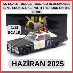 KK-SCALE - DODGE - MONACO BLUESMOBILE 1974 - LOOK-A-LIKE - WITH THE HORN ON THE ROOF