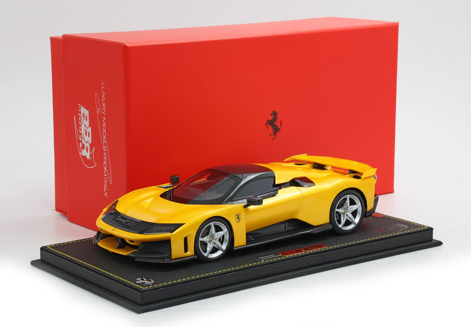 1/18 BBR Ferrari F80 carbon optional Giallo Tristrato (Three layer Yellow) and silver wheels - P18253B