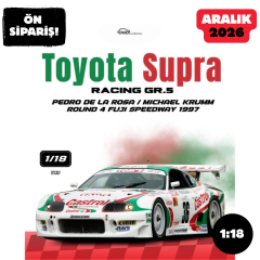 Ön Sipariş - 1/18 OTTO TOYOTA SUPRA RACING GR.5 WHITE PEDRO DE LA ROSA / MICHAEL KRUMM ROUND 4 FUJI SPEEDWAY 1997 - OT1362