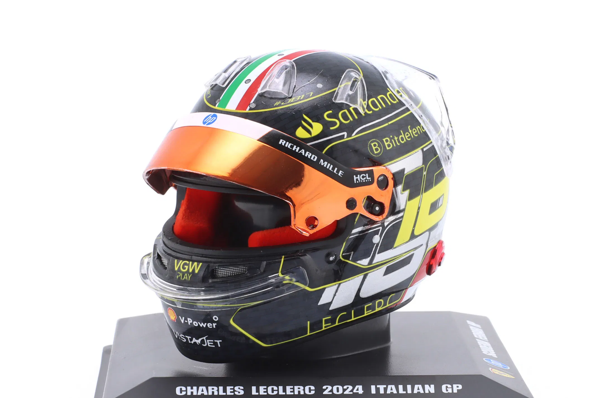 1/5 LOOKSMART - BELL HELMET - CASCO HELMET F1 CHARLES LECLERC TEAM FERRARI HP N 16 WINNER MONZA ITALY GP 2024