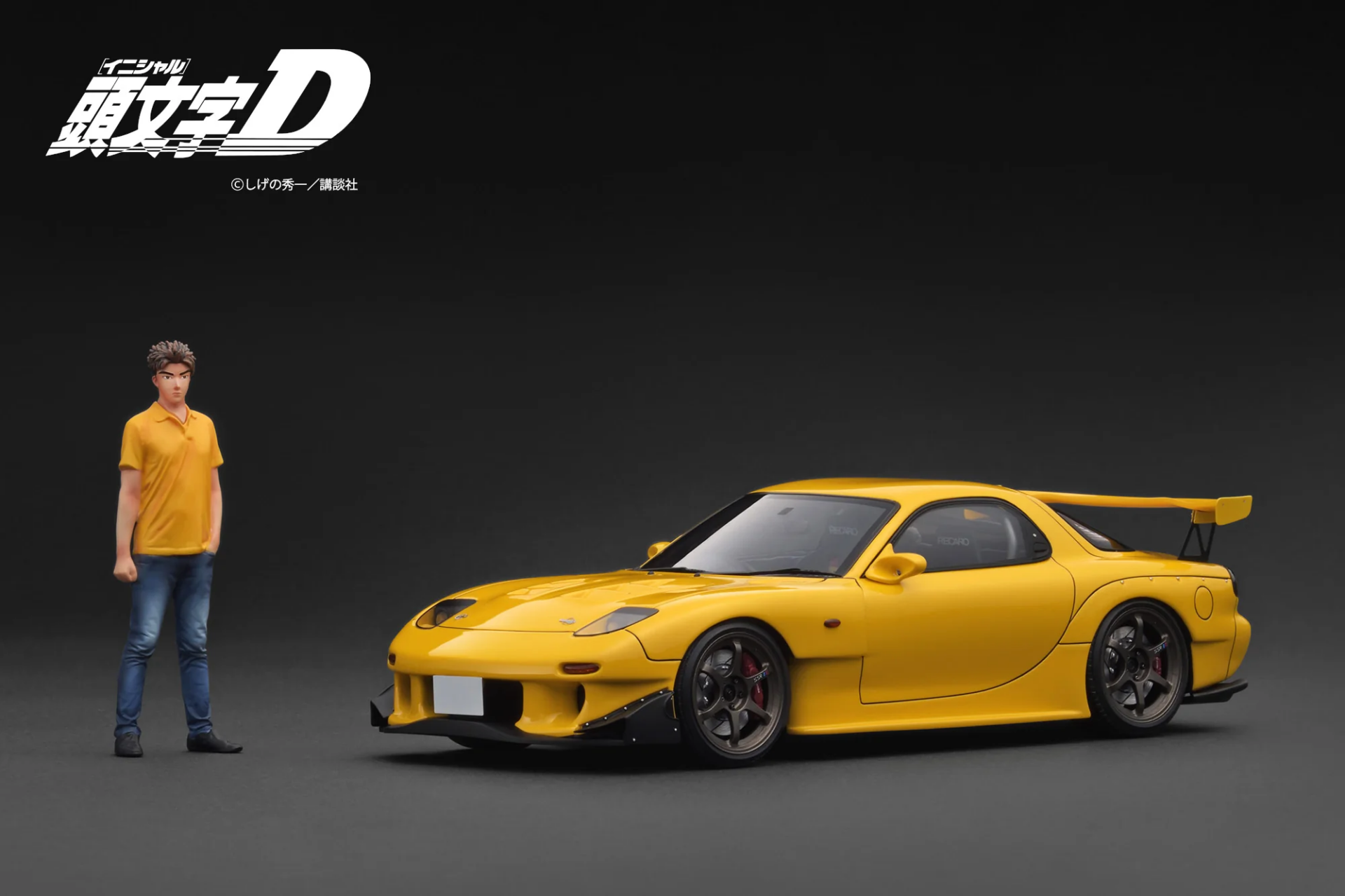1/18 Ignition Model INITIAL D Mazda RX-7 (FD3S) Yellow With Mr. Keisuke Takahashi