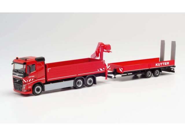 1/87 Volvo FH FD Pr.-Truck + Loading Crane Trailer Kutter, red