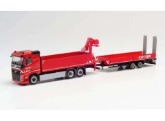 1/87 Volvo FH FD Pr.-Truck + Loading Crane Trailer Kutter, red