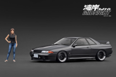 1/18 Ignition Model NISSAN SKYLINE GT-R (R32) Gun Metallic 湾岸MIDNIGHT Reina's R With Ms.Reina Akikawa - IG3595