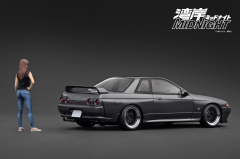1/18 Ignition Model NISSAN SKYLINE GT-R (R32) Gun Metallic 湾岸MIDNIGHT Reina's R With Ms.Reina Akikawa - IG3595