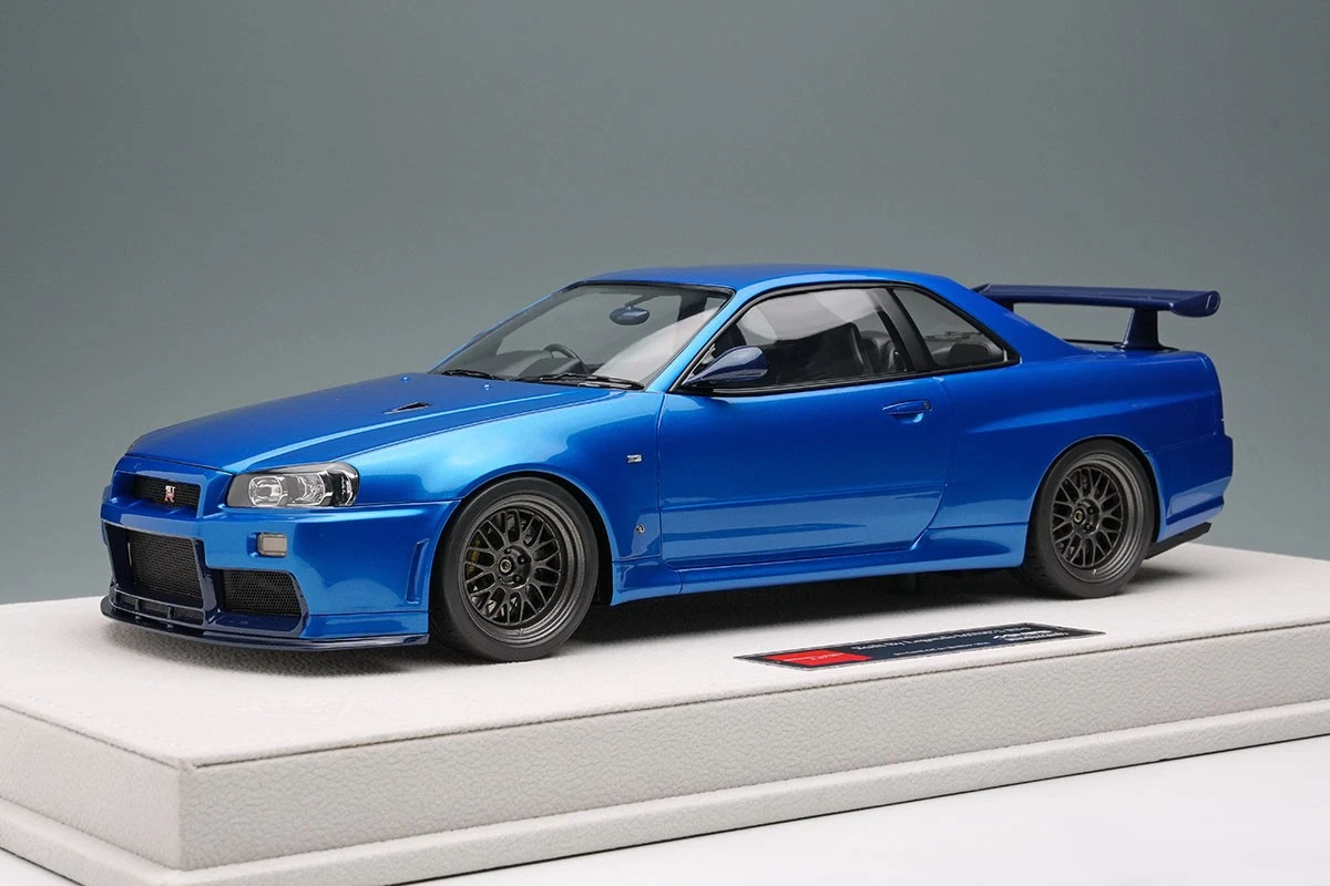 1/18 Make UP BUILT BY LEGENDS Mine's Nissan Skyline GT-R (BNR34) R34 Bayside Blue - EML130B