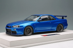 1/18 Make UP BUILT BY LEGENDS Mine's Nissan Skyline GT-R (BNR34) R34 Bayside Blue - EML130B