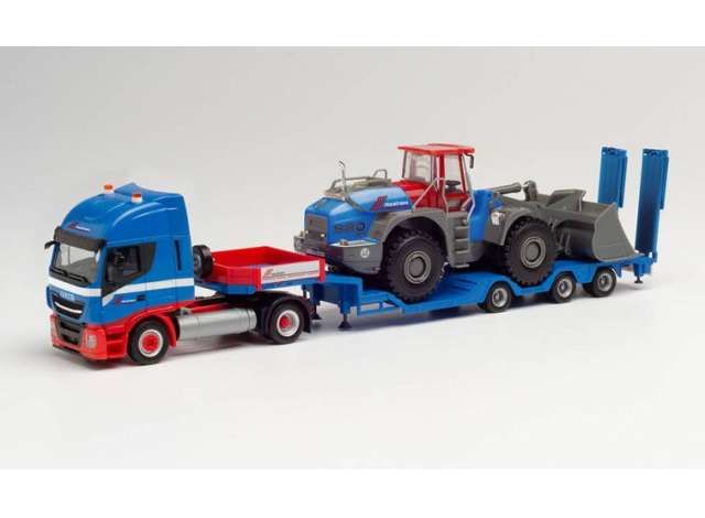 1/87 Iveco Stralis NP Goldhofer Allr. + Liebherr L 580 Riwatrans, blue/red