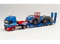 1/87 Iveco Stralis NP Goldhofer Allr. + Liebherr L 580 Riwatrans, blue/red