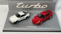 MINICHAMPS - PORSCHE - SET 2X 911 - 911 TURBO 3.0 - 911 991 TURBO 2014 - 40 YEARS 911