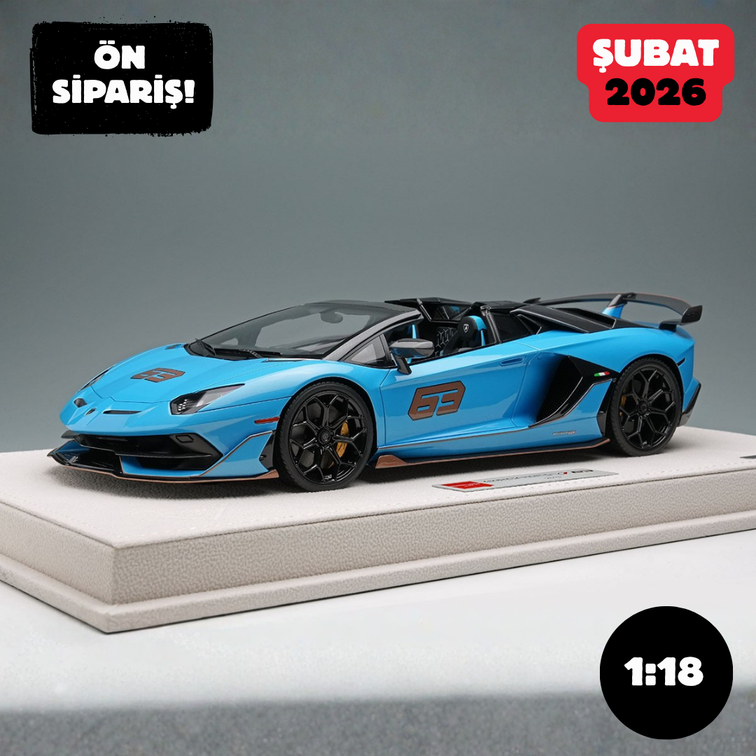 Ön Sipariş - 1/18 Make UP/EIDOLON Lamborghini Aventador SVJ 63 Roadster 2019 Cepheus Blue