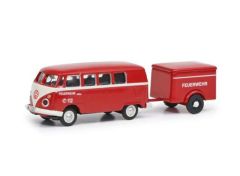 1/87 Volkswagen T1 with trailer Feuerwehr, red