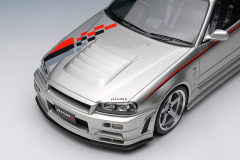 1:18  MAKE UP Nissan Skyline GT-R (BNR34 NISMO R-Tune Version) 2004 Silver / NISMO Stripe [EML135A]