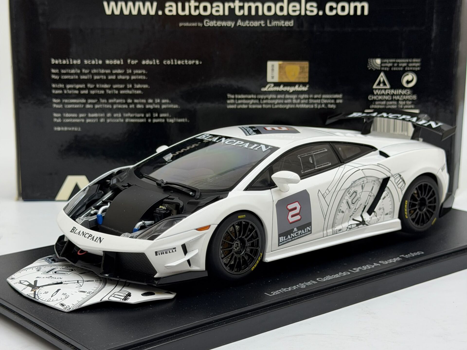 1/18 AUTOART Lamborghini Gallardo LP560-4 Super Trofeo Blancpain No.2 - White - 74689