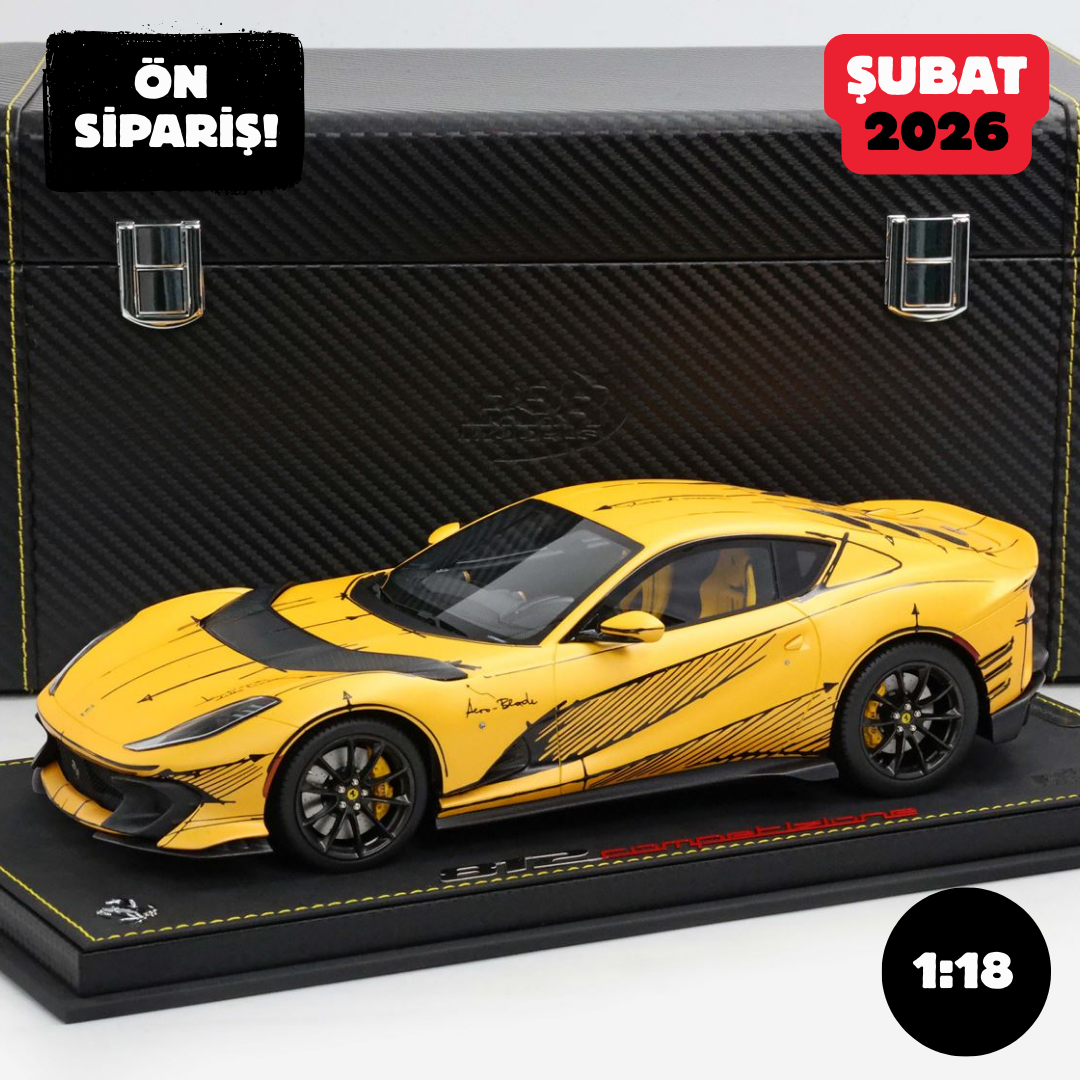 Ön Sipariş - 1/18 BBR Ferrari 812 Competizione Three layer yellow special Carbon box packaging