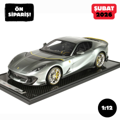 Ön Sipariş - 1/12 BBR Ferrari 812 Competizione 2021 Coburn grey Spare Key case Cuoio Schedoni