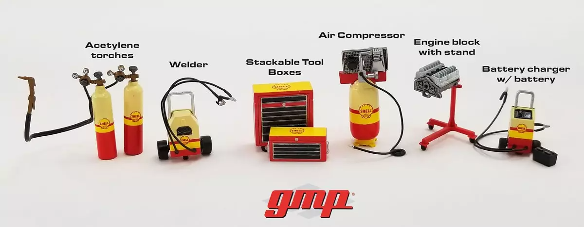 1:43 GMP SET OFFICINA GARAGE TOOL SET SHELL OİL