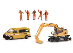 1/87 MHI VW T5 + Liebherr A922 + 5 figures Wiebe, yellow/orange