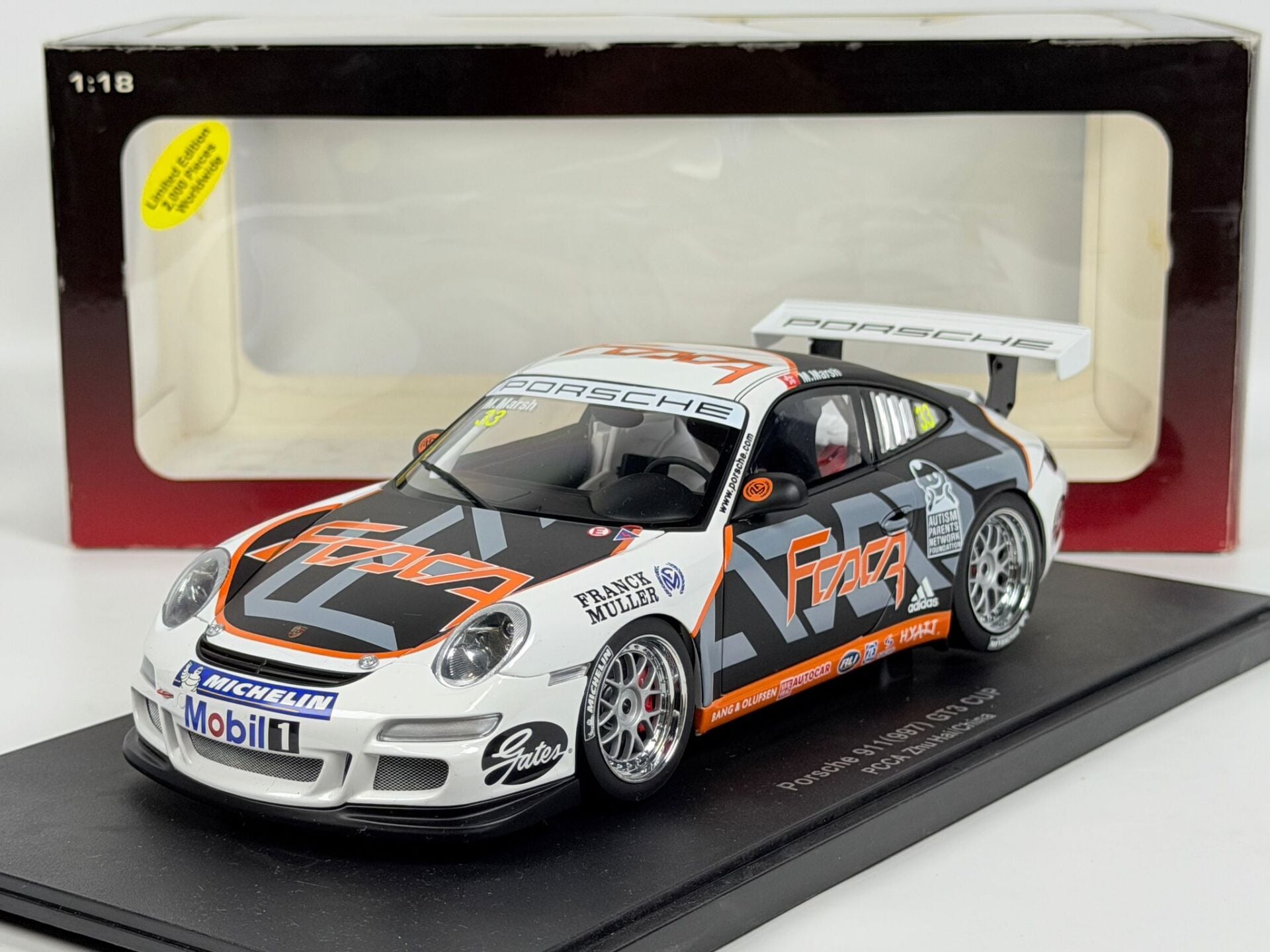 1/18 AUTOart Porsche 911 (997) GT3 Cup PCCA Zhu Hai/China - 80782