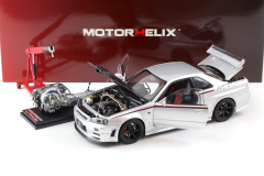 1/18 MOTORHELIX - NISSAN - SKYLINE GT-R (R34) NISMO CRS silver/ Carbon hood