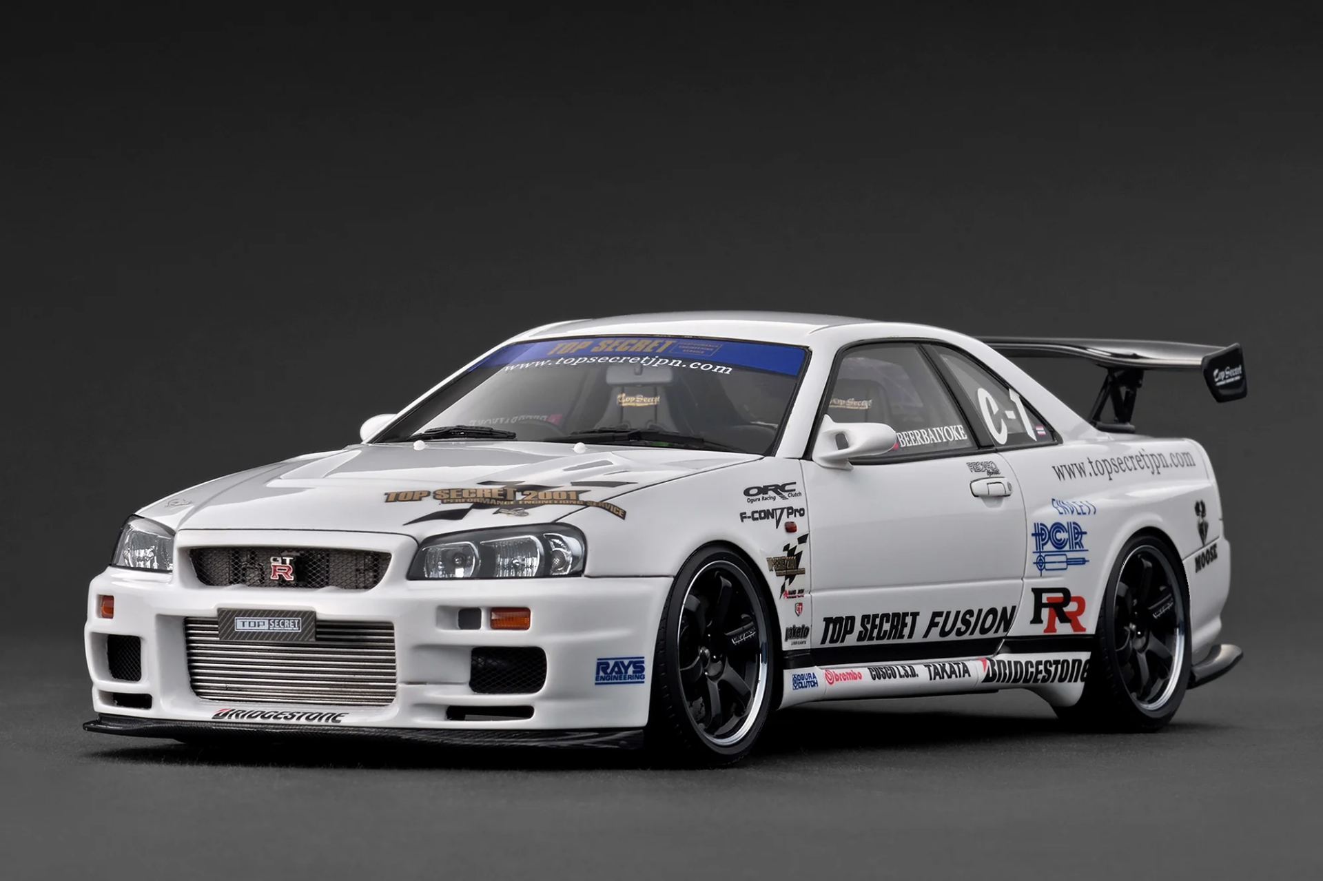 1/18 IGNITION Nissan Skyline GT-R R34 TOP SECRET 34GT-R (BNR34) White