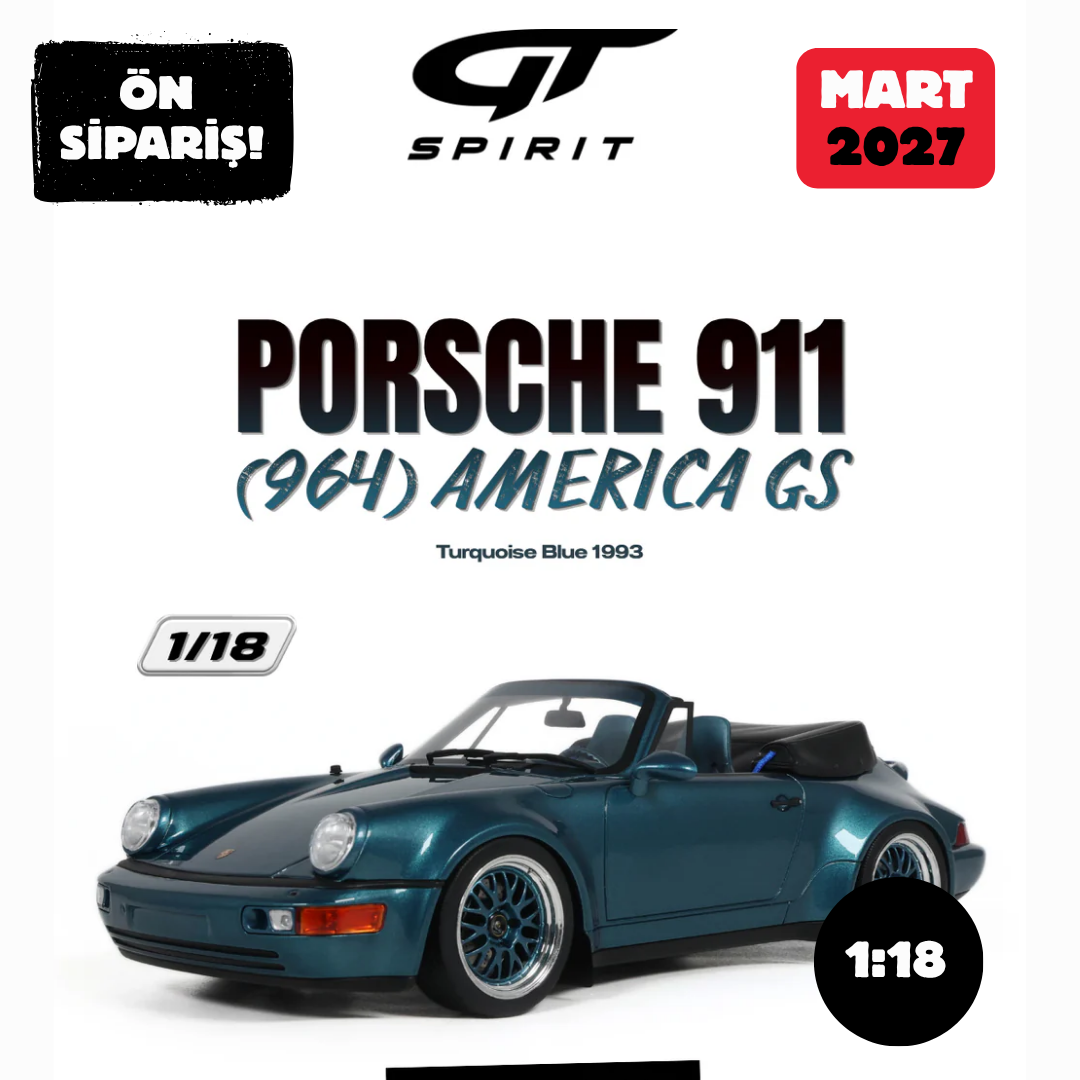 Ön Sipariş - 1/18 GT Spirit PORSCHE 911 (964) AMERICA GS, TURQUOISE BLUE - GT1012