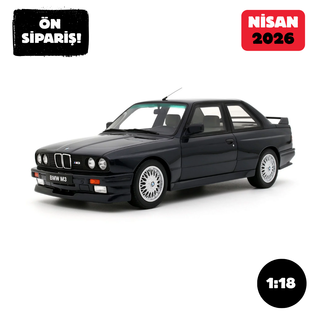 Ön Sipariş - 1/18 OTTO BMW (E30) M3 Europameister Macau Bleu Metallic 1988 - OT1216