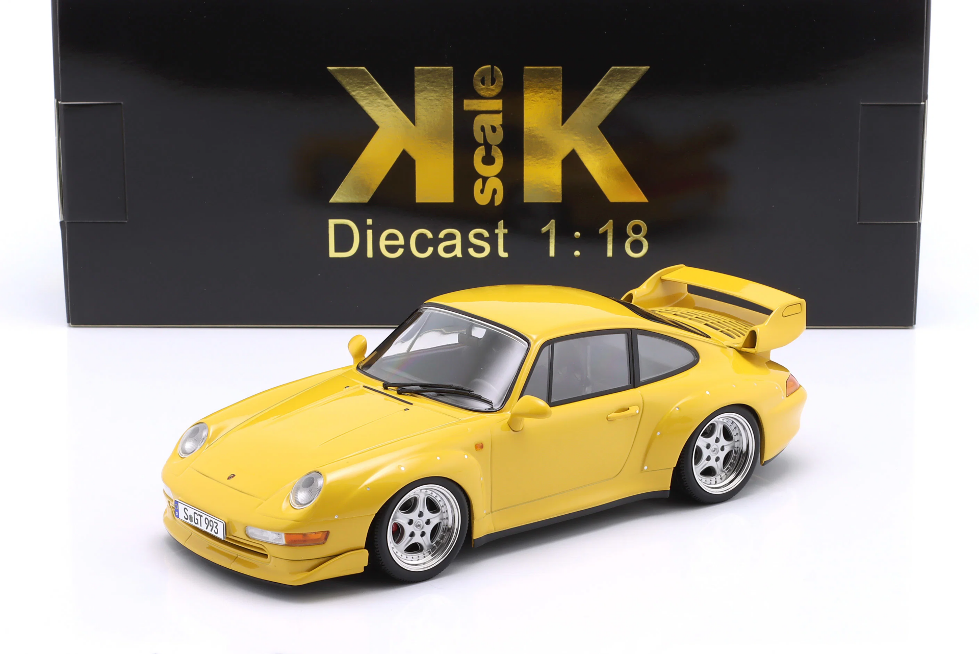 1/18 KK SCALE Porsche 911 (993) GT2 Year 1996 speed yellow / Speedline Rims - KKDC181422S