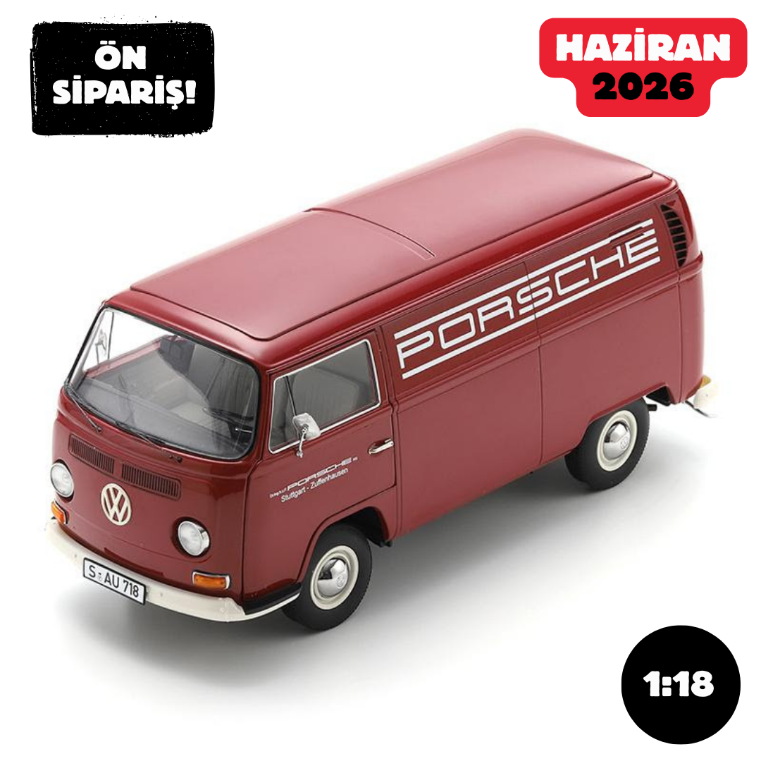 Ön Sipariş - 1/18 Schuco Volkswagen VW T2a Box Van PORSCHE (Red)