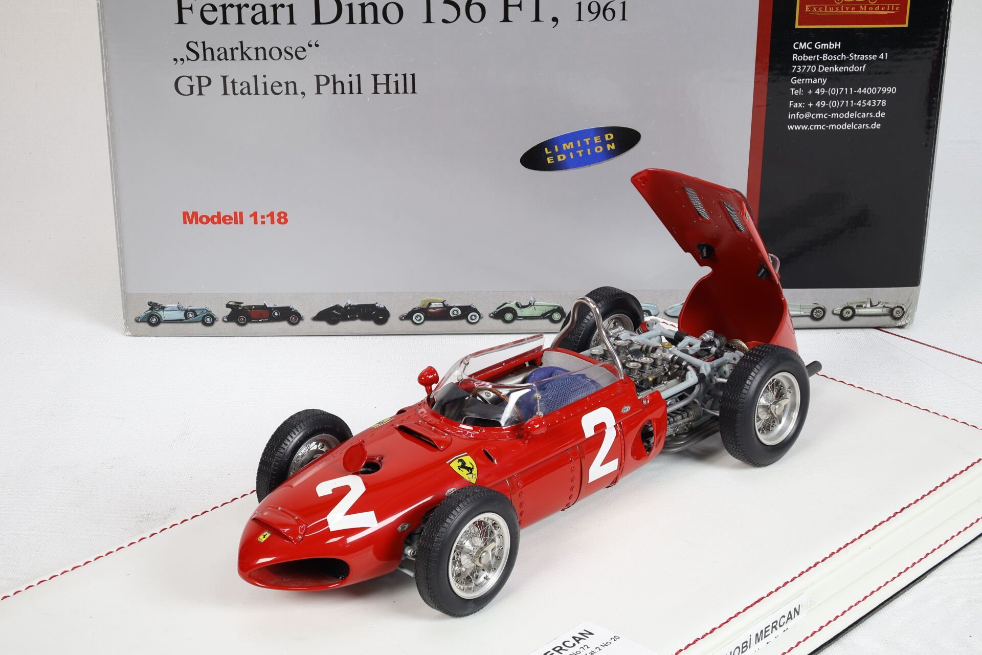 1/18 CMC - FERRARI - F1 DINO 156 SHARKNOSE N 2 WINNER ITALIAN GP P.HILL 1961 WORLD CHAMPION
