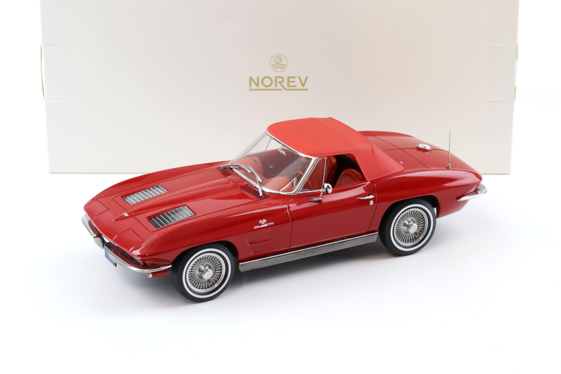 1/18 NOREV Chevrolet Corvette Sting Ray Convertible 1963 Riverside red - 189056