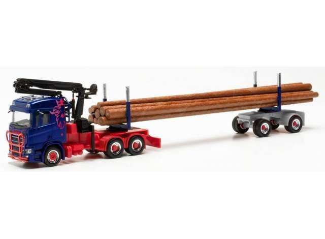 1/87 Scania CR 20 ND Langholz-Transporter Steinbach, blue/red
