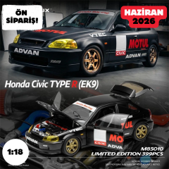 Ön Sipariş - Motorhelix 1/18 Honda Civic Type R EK9 Mattel black Yellow light - M85010