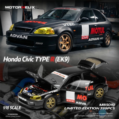 Ön Sipariş - Motorhelix 1/18 Honda Civic Type R EK9 Mattel black Yellow light - M85010