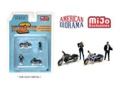 1/64 moto mania figure set including 2 1/64 bikes