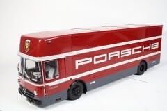 1/18 SCHUCO - MERCEDES BENZ - O317 TRUCK CAR TRANSPORTER PORSCHE MOTORSPORT RENNTRANSPORTER 1968
