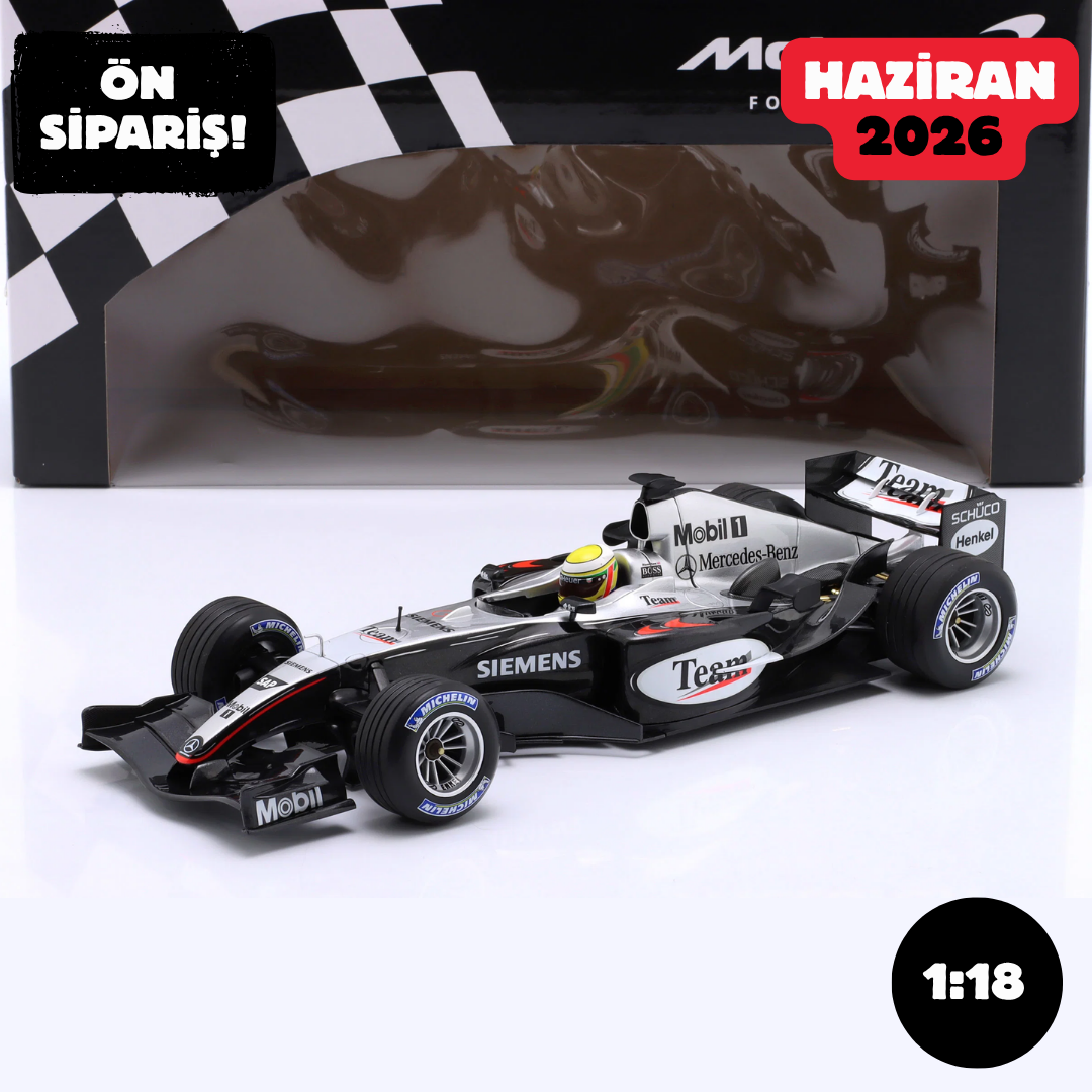 Ön Sipariş - 1/18 MINICHAMPS Lewis Hamilton McLaren MP4/19 Autosport Young Driver Test Silverstone 2004
