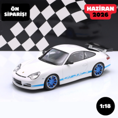 Ön Sipariş - 1/18 MINICHAMPS Porsche 911 (996) GT3 RS year 2002 white / blue - 155062021