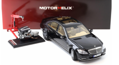 Motorhelix Mercedes-Benz S-Class S600L W221 (BLACK) Diecast Car Model with Extra Engine