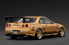 Ön Sipariş - 1/18 Ignition Nissan Skyline R34 TOP SECRET 34GT-R (BNR34) Gold - IG3847