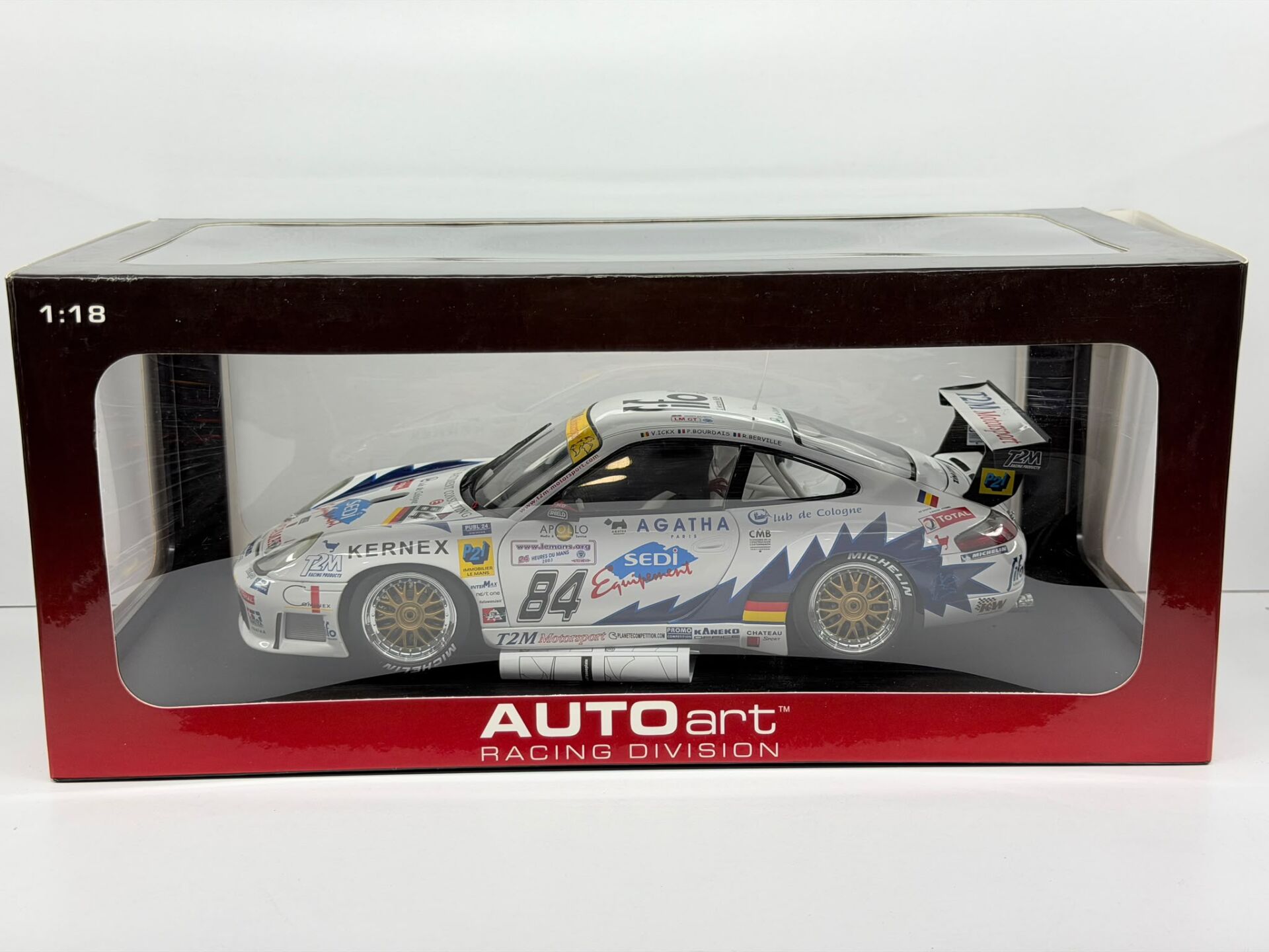 AutoArt: Porsche 911 GT3R Lemans 24 Hrs 2003 T2M ICKX / Bourdais / Berville #84