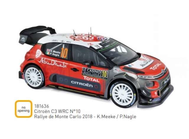 2018 Citroën C3 WRC #10 K. Meeke/P. Nagle Rallye de Monte Carlo, red/white/black