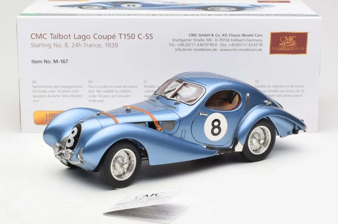 CMC - TALBOT LAGO - T150 C-SS 4.0L FIGONI & FALASCHI COUPE TEARDROP TEAM T.A.S.O. MATHIESON N 8 24h LE MANS 1939 P.DE MASSA - N.J.MAHE