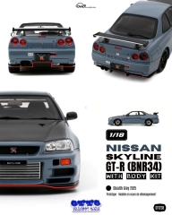 Ön Sipariş - 1/18 OTTO Nissan Skyline GT-R (BNR34) with Body Kit Stealth Grey 2025 - OT1238